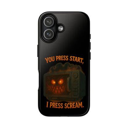 Phone Case — "You Press Start, I Press Scream" Spooky Retro Game Controller Design