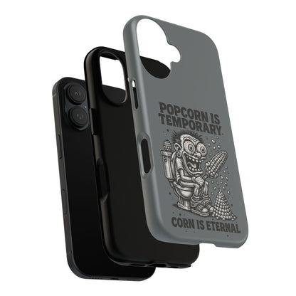 Phone Case — "Popcorn Is Temporary, Corn Is Eternal" Retro Zombie Corn Design