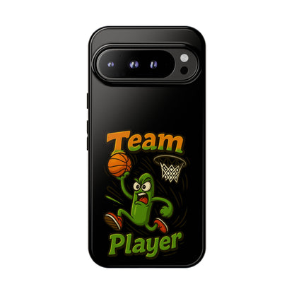 Team Player Basketball Phone Case — Cute Cartoon Pickle Dunk Phone Cover