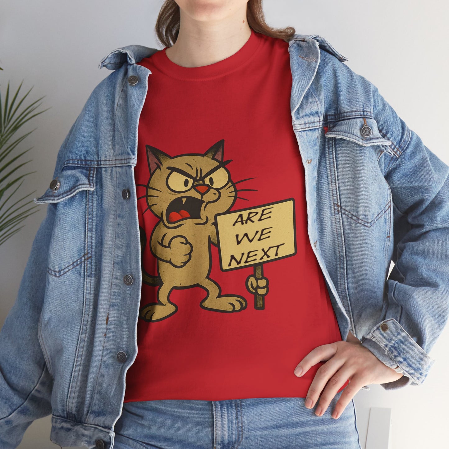 Protest Cat Unisex Heavy Cotton Tee, Funny Cat T-Shirt, Cat Lover Gift, Animal