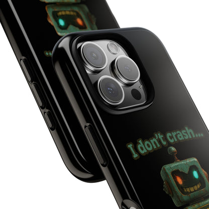 Phone Case — "I Don't Crash... I Recalibrate" Retro Robot Protective Cover