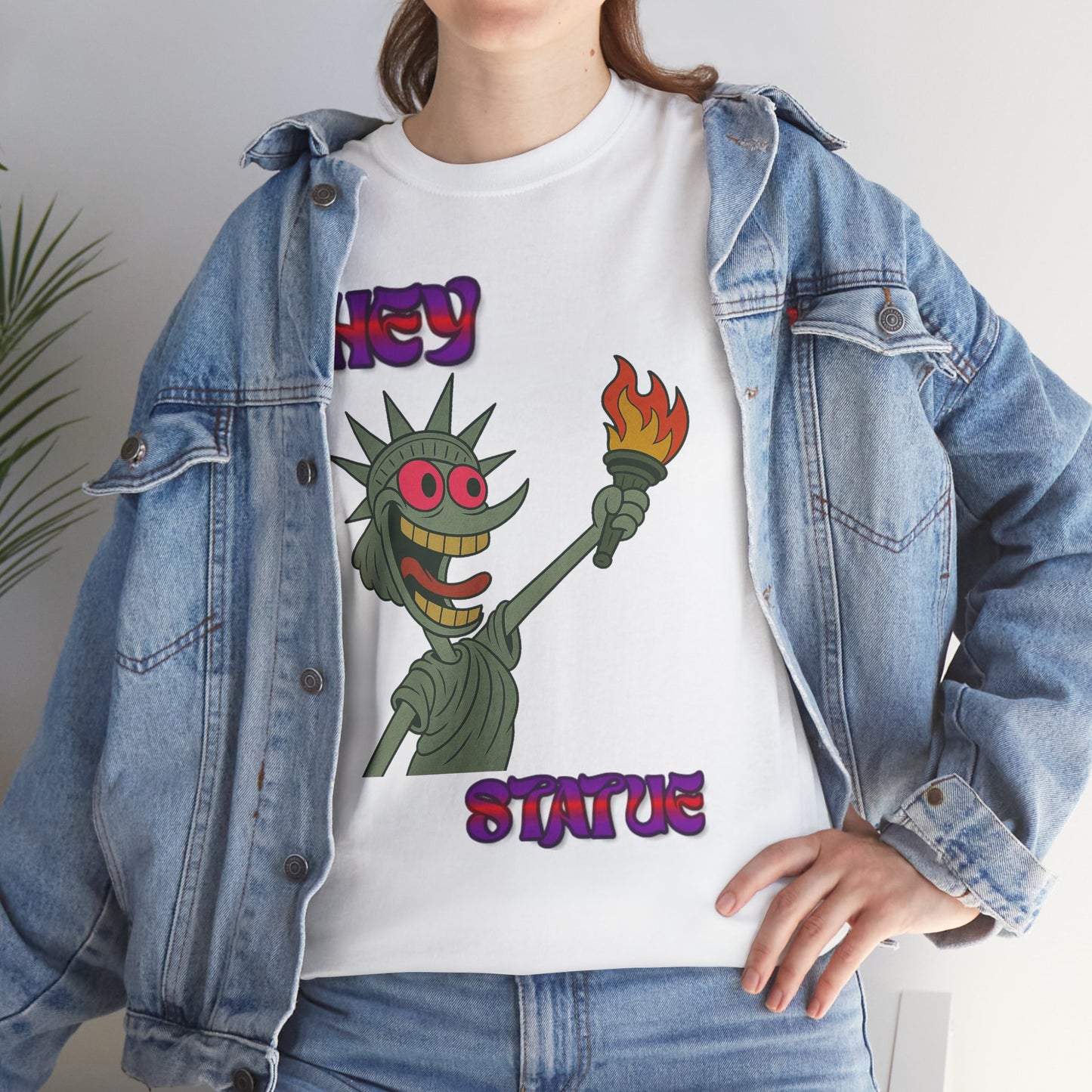 Funny Statue of Liberty Tee, Unisex Cotton T-Shirt, Gift for Friends, Summer