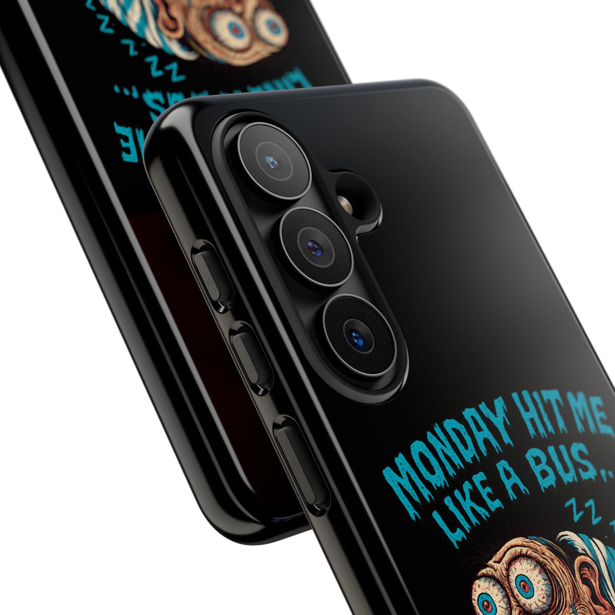 Phone Case — "Monday Hit Me Like a Bus... Then Reversed" Funny Grotesque Zombie Design