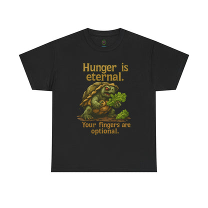 Hunger Is Eternal turtle graphic tee | Funny monster eating carrots T-Shirt