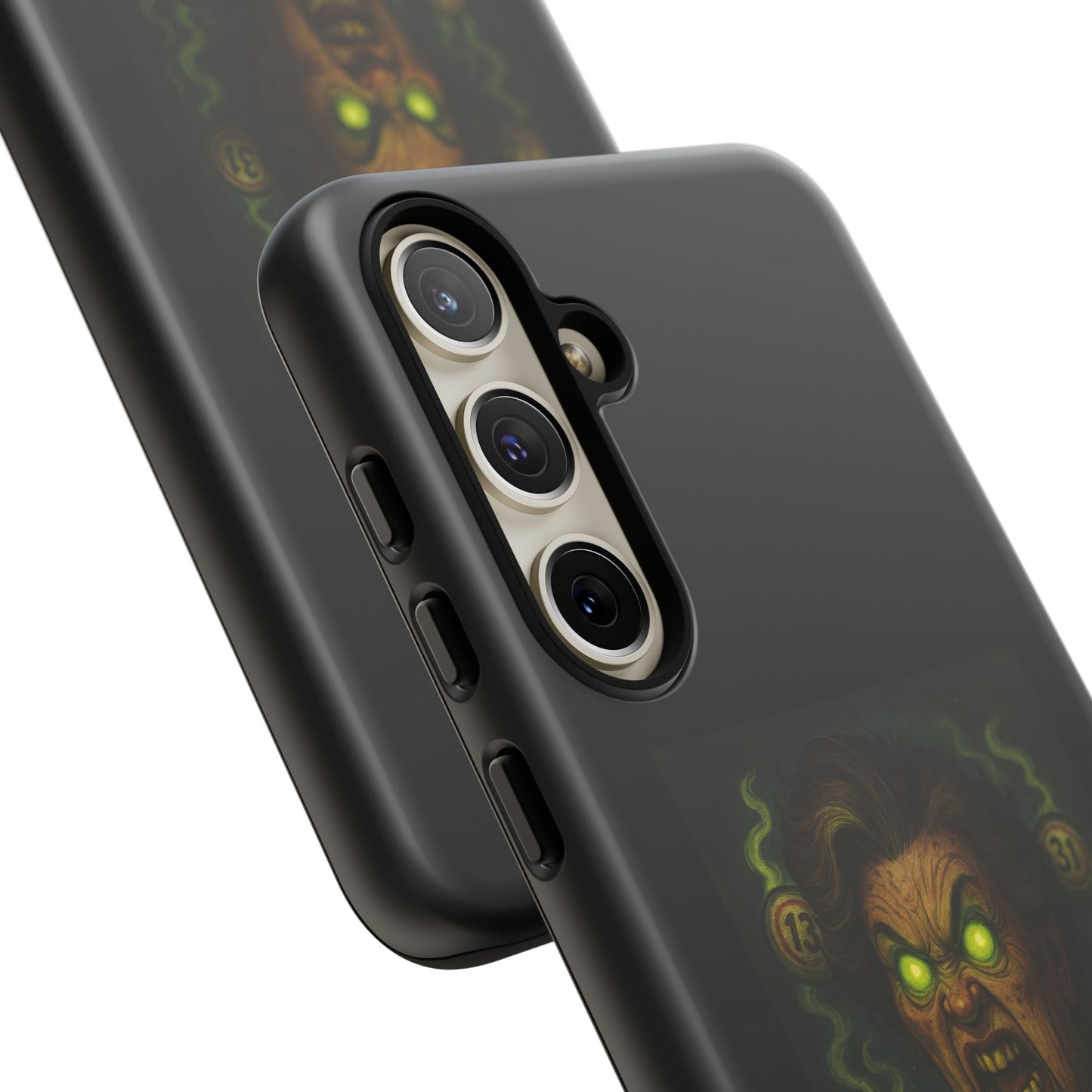 Horror Phone Case — "Eyes Glowing, Balls Rolling — Your Luck Is Doomed"