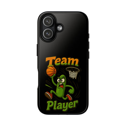 Team Player Basketball Phone Case — Cute Cartoon Pickle Dunk Phone Cover