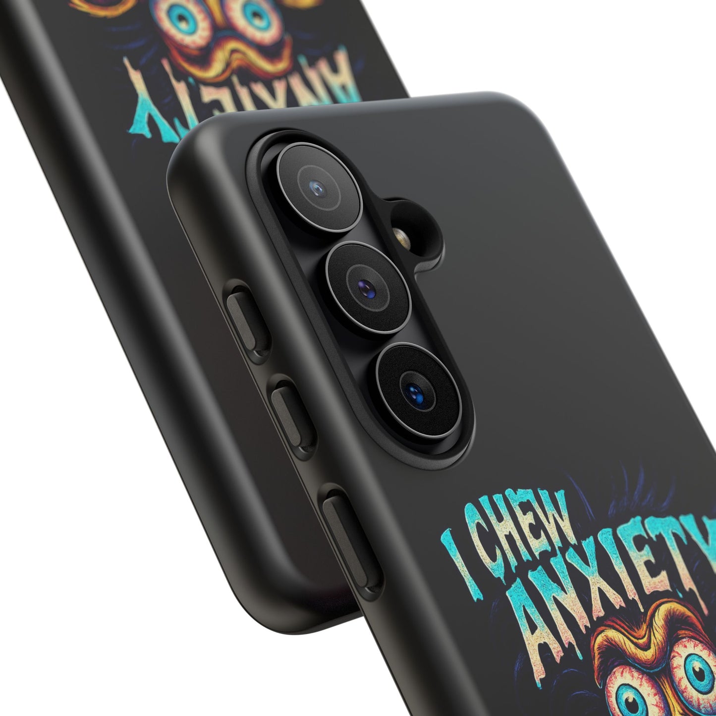 Phone Case — "I Chew Anxiety Like Bubblegum" Retro Monster Design