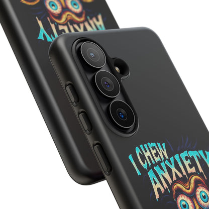 Phone Case — "I Chew Anxiety Like Bubblegum" Retro Monster Design