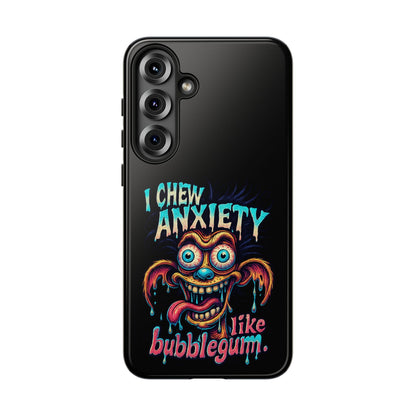 Phone Case — "I Chew Anxiety Like Bubblegum" Retro Monster Design