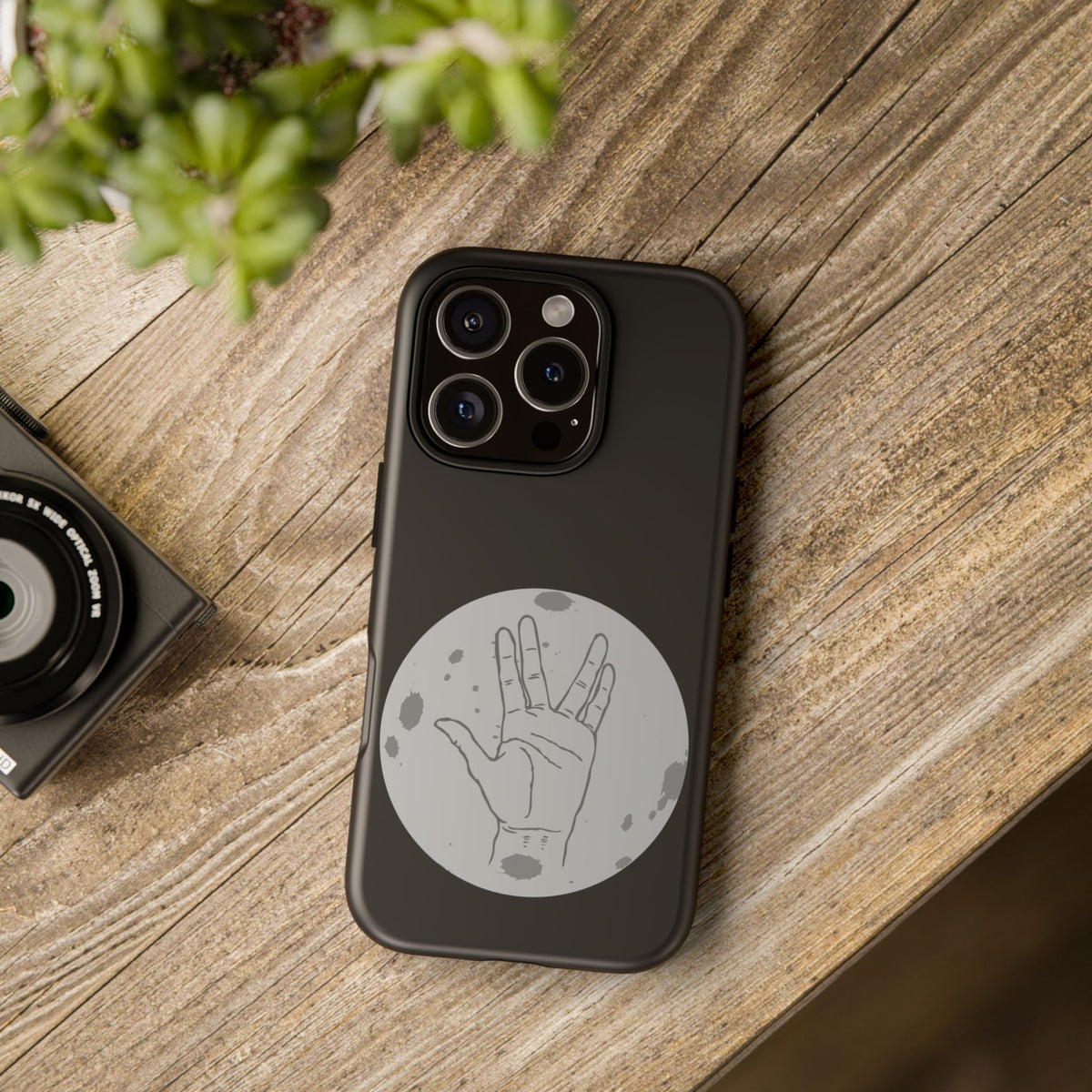 Spock Live Long Phone Case — Vulcan Salute Moon Graphic
