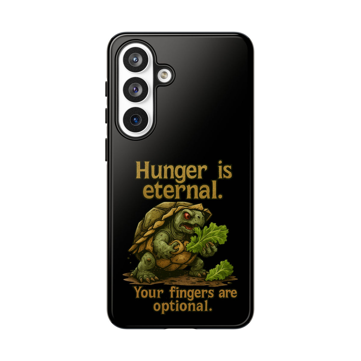 Phone Case — 'Hunger Is Eternal, Your Fingers Are Optional' Turtle Snack Graphic