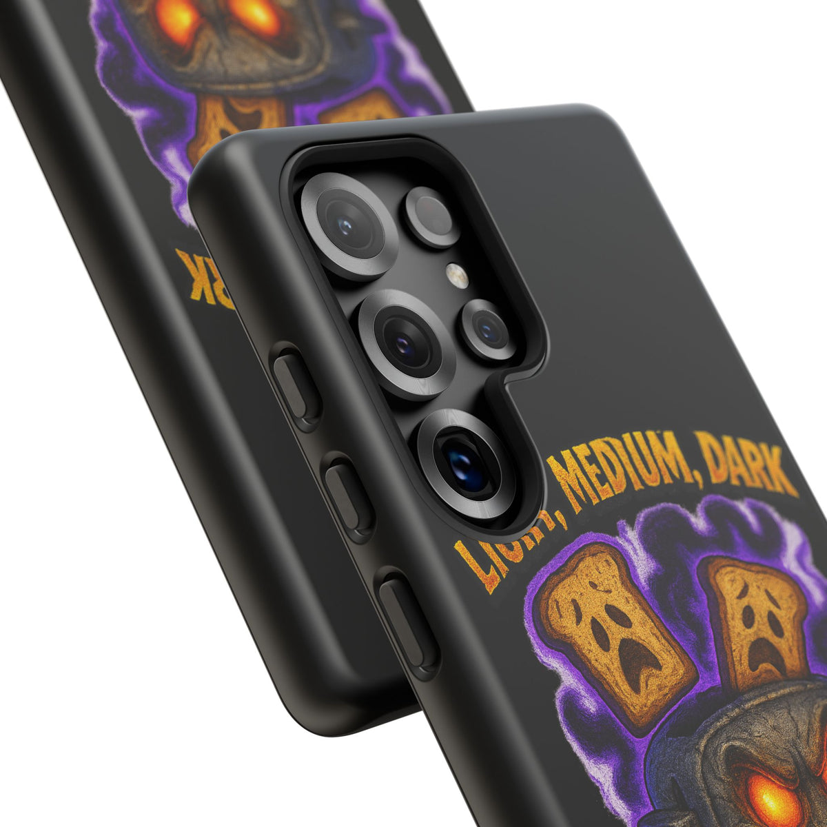 Phone Case — 'Light, Medium, Dark or Eternal Blackened Torment?' Spooky Toast & Toaster Horror Design