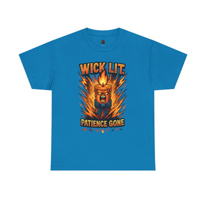 Wick Lit Candle Head, T-Shirt | Patience Gone, Flaming Candle Graphic