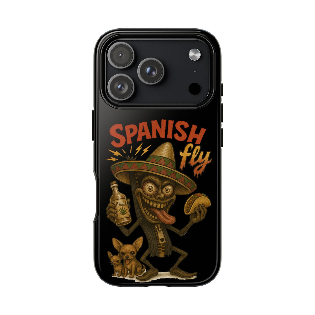 Spanish Fly Tough Phone Case — Retro Skull Sombrero Design