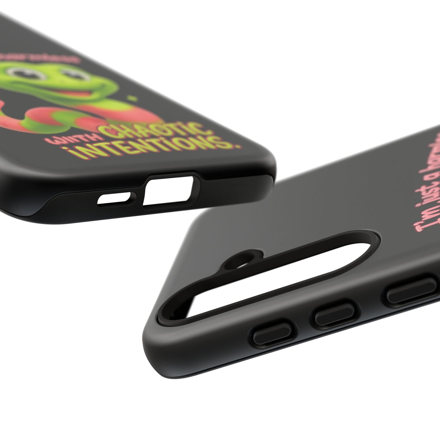 Phone Case — “I’m Just a Harmless Lil Worm… With Chaotic Intentions” Cute Cartoon Worm Design