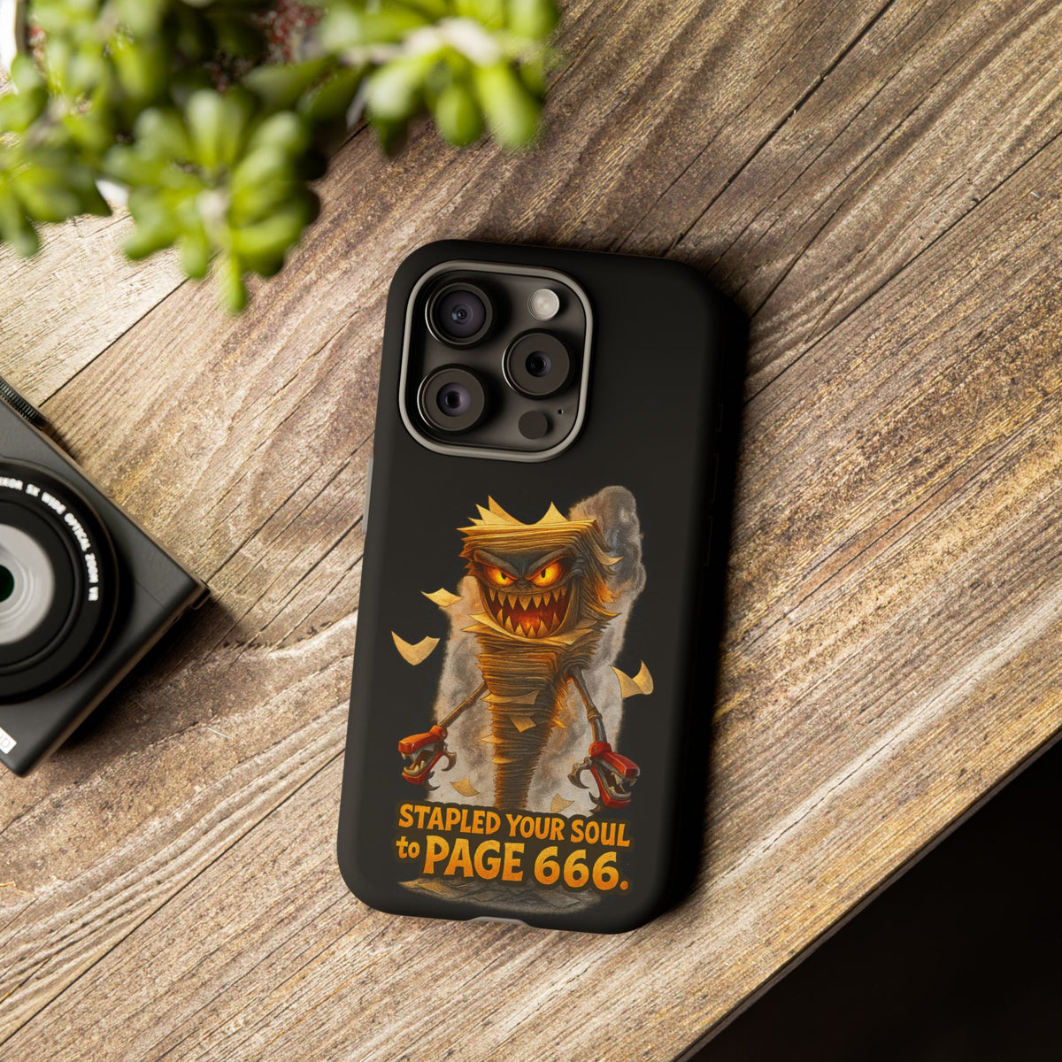 Phone Case — Halloween Mummy Creature “Stapled Your Soul to Page 666” Horror Design