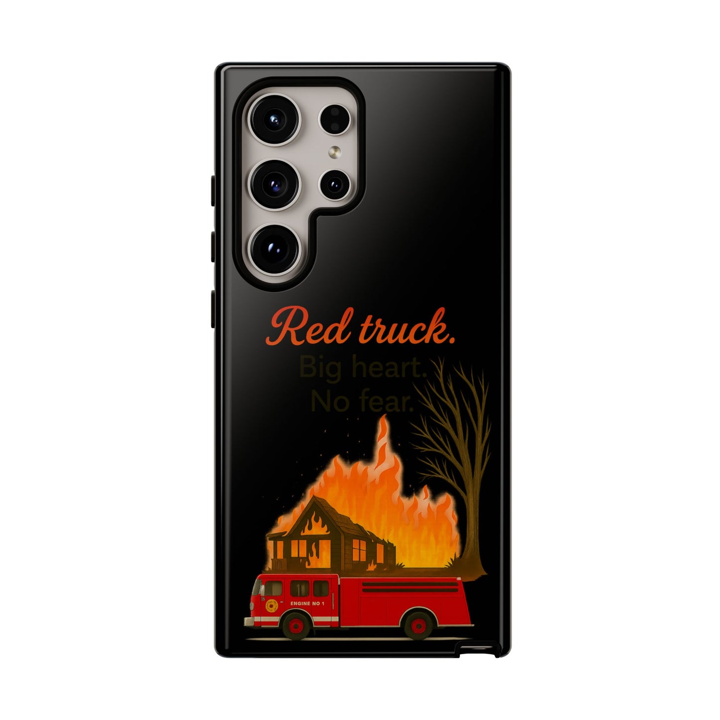 Phone Case — 'Red truck' Fire Truck Design, Vintage Firefighter Gift