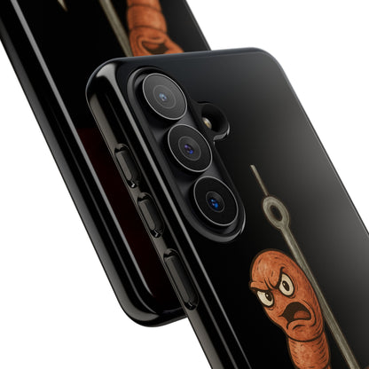Angry Worm on Hook Phone Case – Funny Fishing Humor Protective Cover