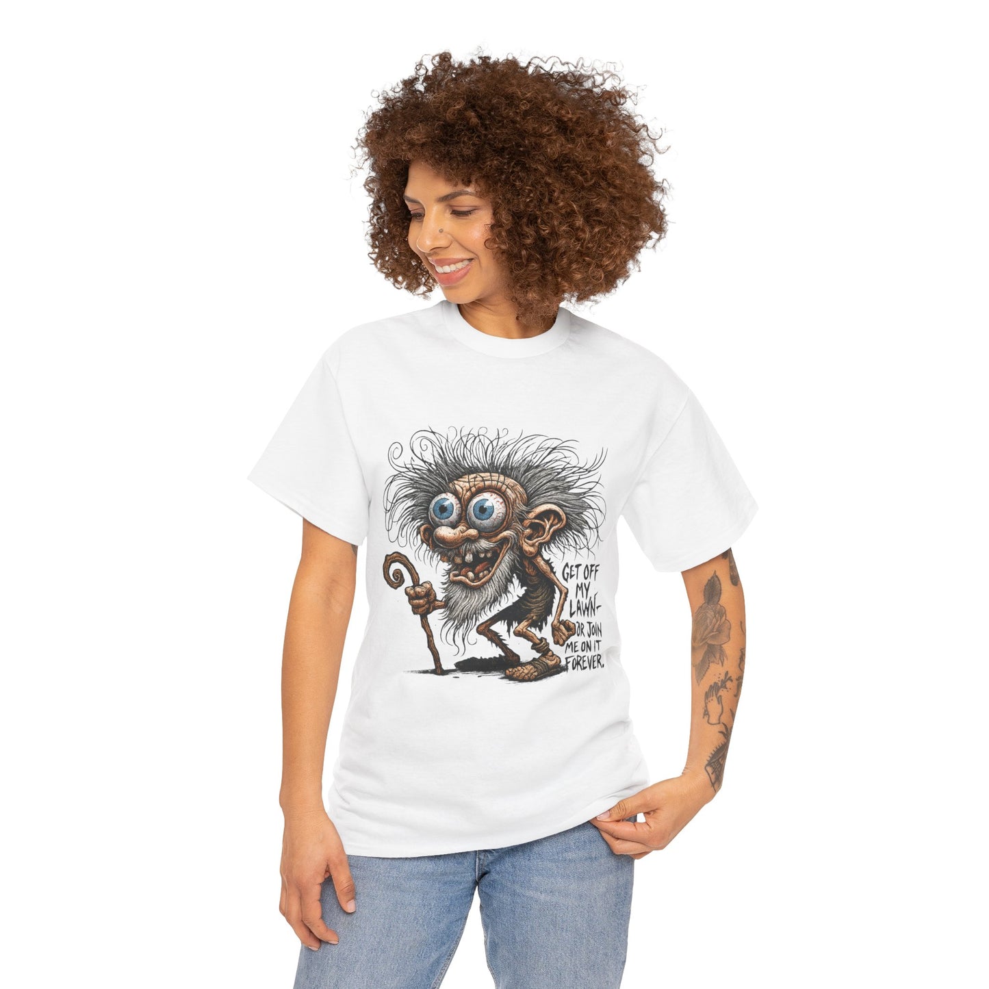 Get Off My Lawn – Creepy Old Man Threat Tee