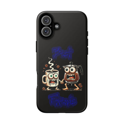 Coffee & Tea Fight Phone Case — Funny Kawaii Beverage Cartoon Tough Cases