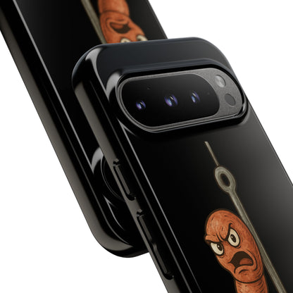 Angry Worm on Hook Phone Case – Funny Fishing Humor Protective Cover