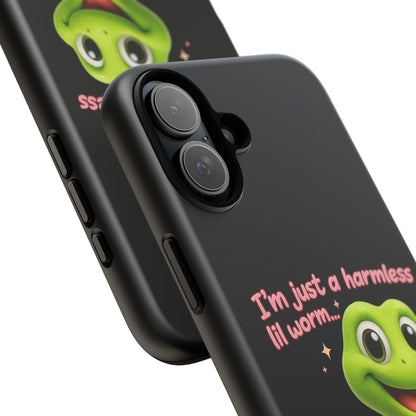 Phone Case — “I’m Just a Harmless Lil Worm… With Chaotic Intentions” Cute Cartoon Worm Design