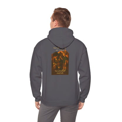 Graphic Hoodie - 'Not All Heroes Stand Tall' Badge & Vintage Group Art Pullover