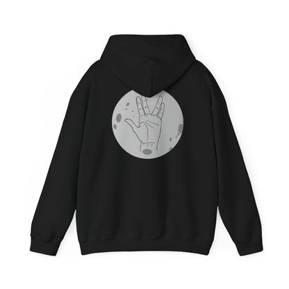 Vulcan Salute Hoodie — Retro Space Hand Graphic Pullover