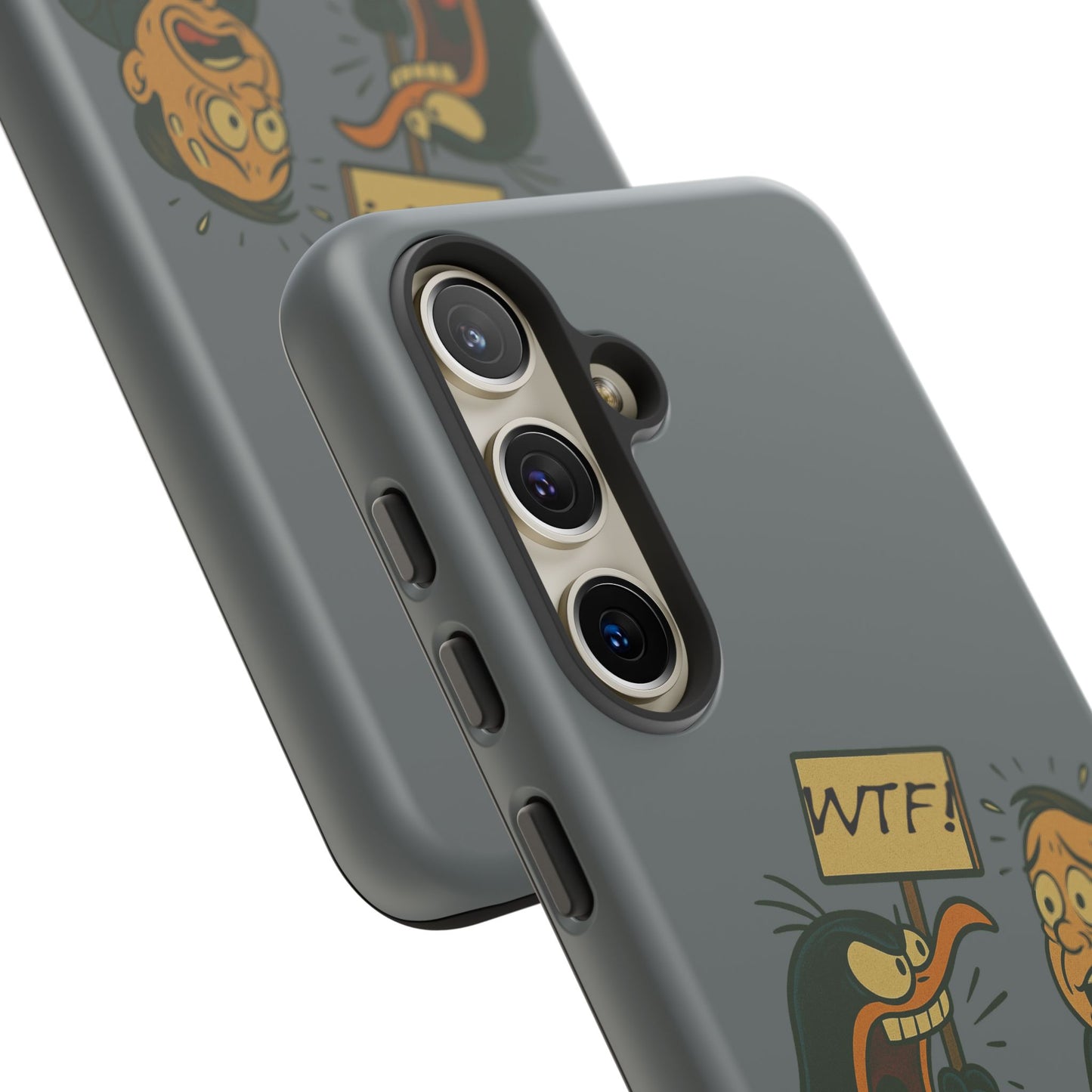 Phone Case - Cartoon Penguin Yelling 'WTF' at Shocked Man, Funny Protective iPhone Cover