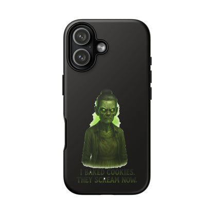 Spooky Green Ghost Phone Case — "I Baked Cookies, They Scream Now" Horror iPhone Cover