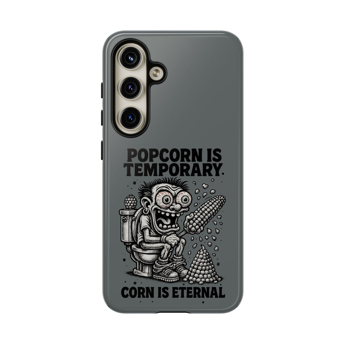 Phone Case — "Popcorn Is Temporary, Corn Is Eternal" Retro Zombie Corn Design