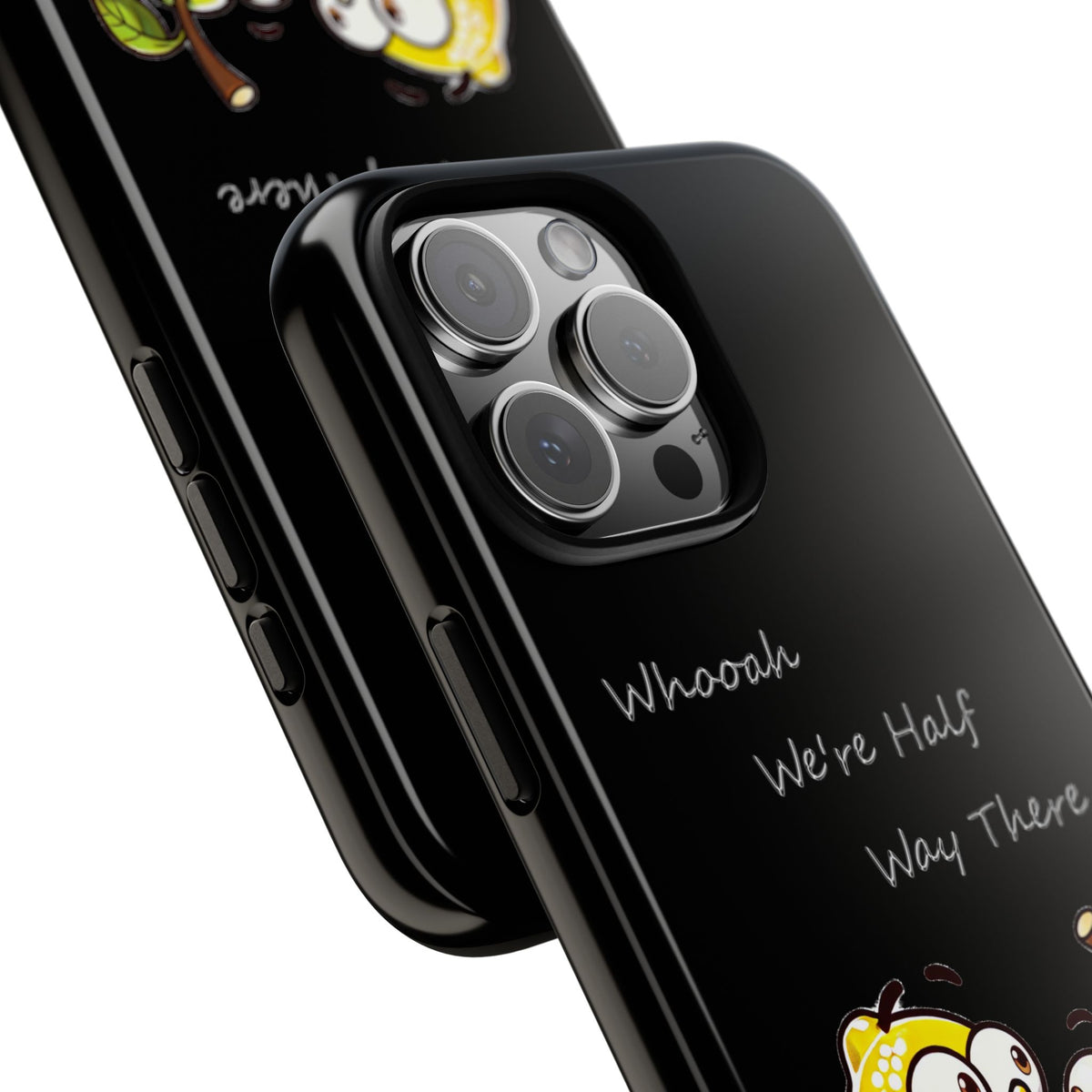 Phone Case - Playful Pear & Lemon Illustration with “Whooah We're Half Way There”