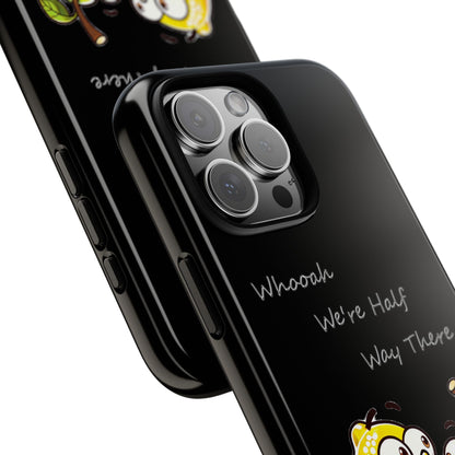 Phone Case - Playful Pear & Lemon Illustration with “Whooah We're Half Way There”