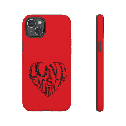 Red 'Love Justice' Heart Phone Case — Protective iPhone Cover, Valentine’s Gift