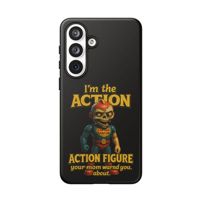 Action Figure Phone Case — "I'm the Action" Retro Skull Toy Design