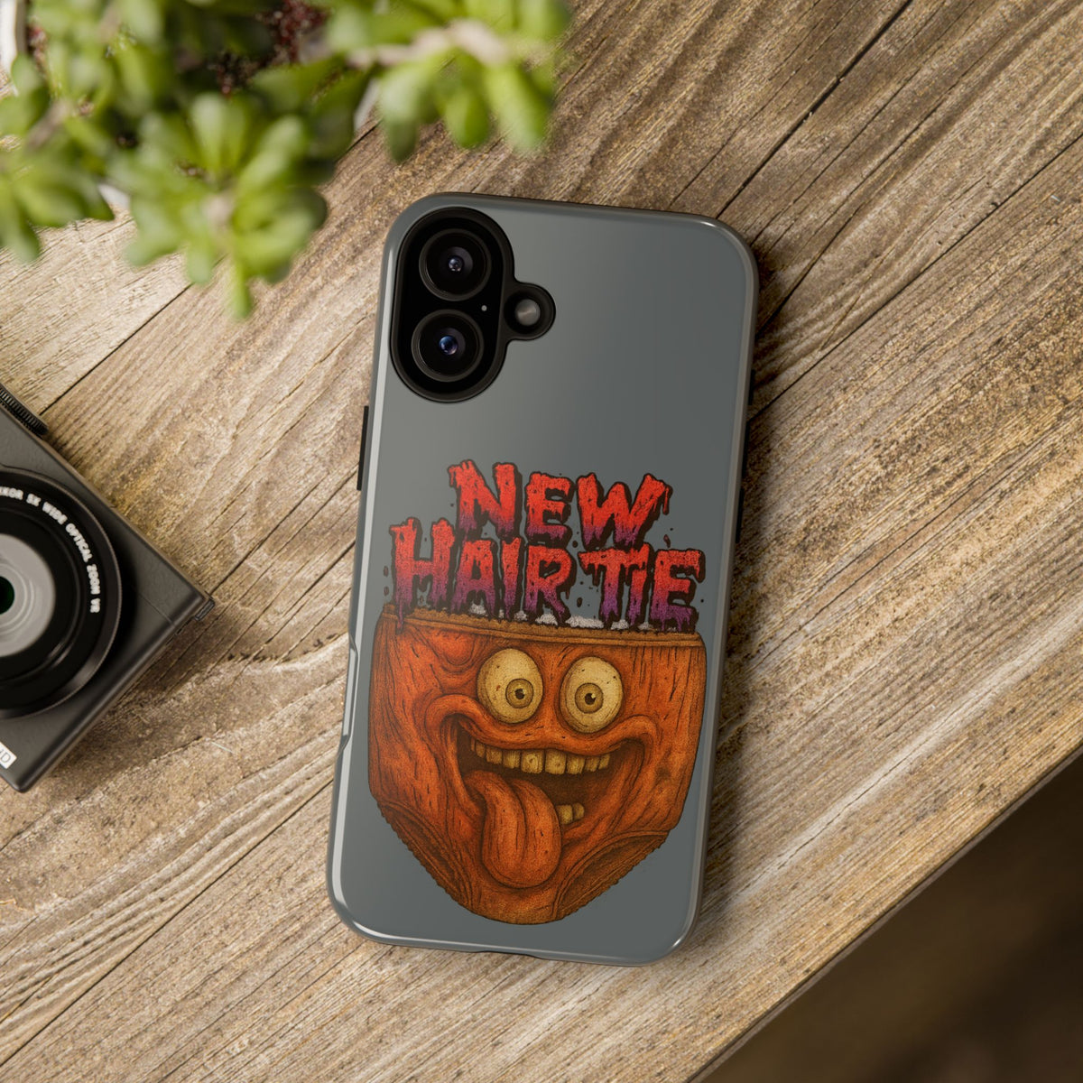 Phone Case — 'New Hairte' Funny Grinning Tongue-Out Monster Design