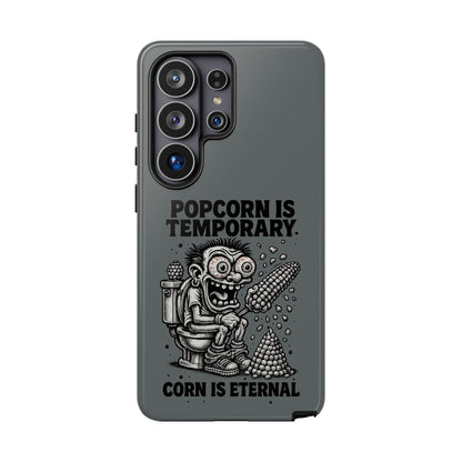 Phone Case — "Popcorn Is Temporary, Corn Is Eternal" Retro Zombie Corn Design