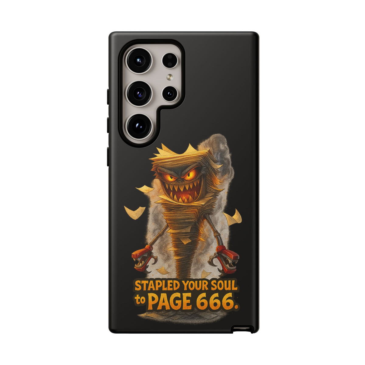Phone Case — Halloween Mummy Creature “Stapled Your Soul to Page 666” Horror Design