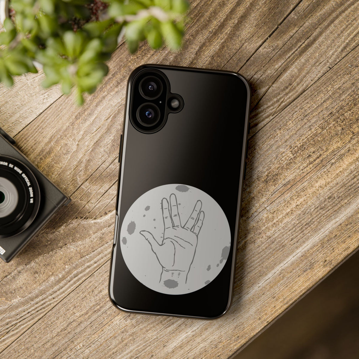 Spock Live Long Phone Case — Vulcan Salute Moon Graphic