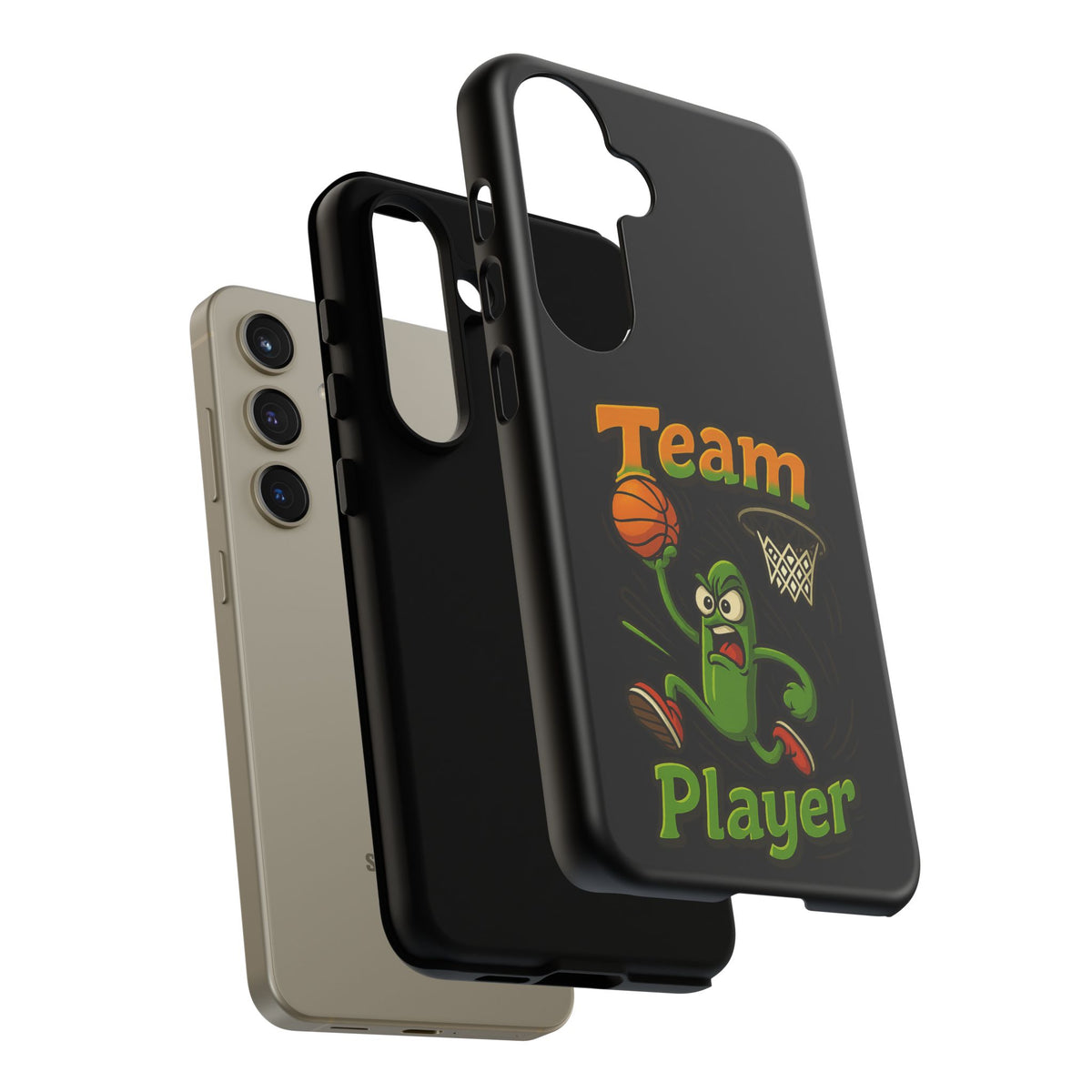 Team Player Basketball Phone Case — Cute Cartoon Pickle Dunk Phone Cover