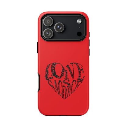 Red 'Love Justice' Heart Phone Case — Protective iPhone Cover, Valentine’s Gift