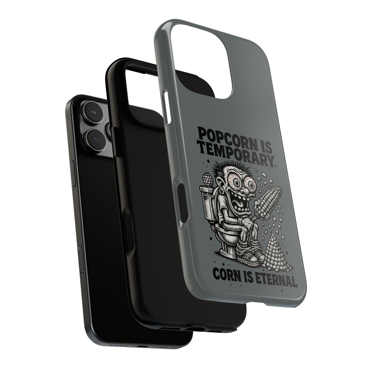 Phone Case — "Popcorn Is Temporary, Corn Is Eternal" Retro Zombie Corn Design