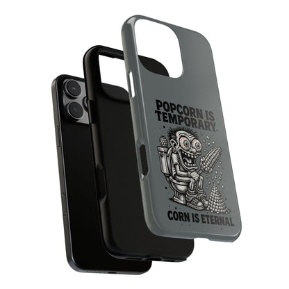 Phone Case — "Popcorn Is Temporary, Corn Is Eternal" Retro Zombie Corn Design
