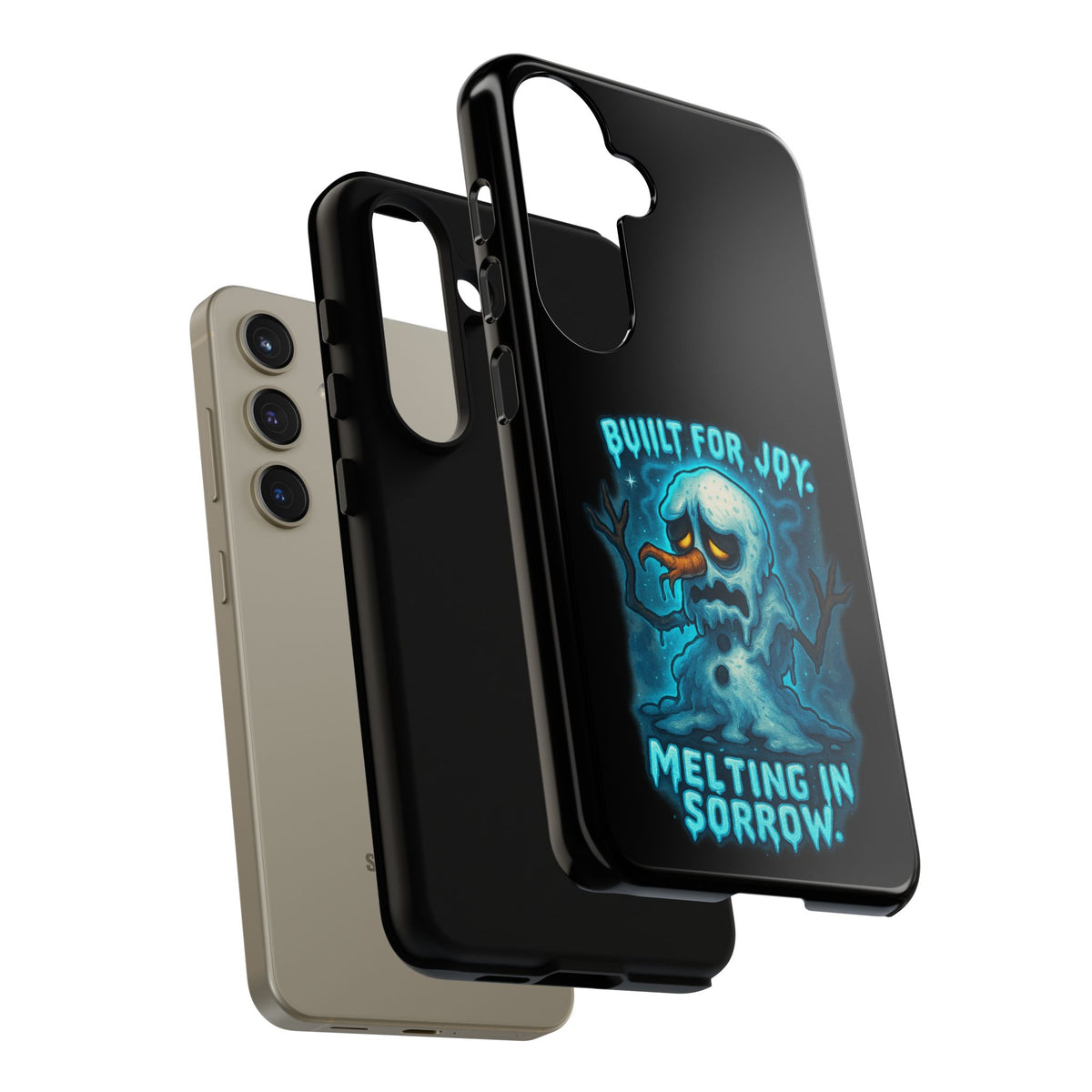 Phone Case — 'Built for Joy, Melting in Sorrow' Blue Melting Snowman Protective Case