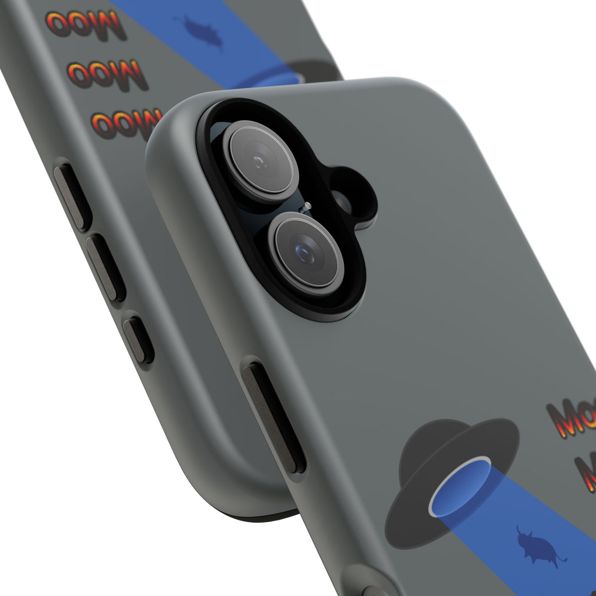 Phone Case — Funny UFO Cow Abduction Design with “Moo Moo Moo”