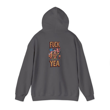 Hoodie - 'F*** Yea' Retro Eagle American Flag Graphic Pullover