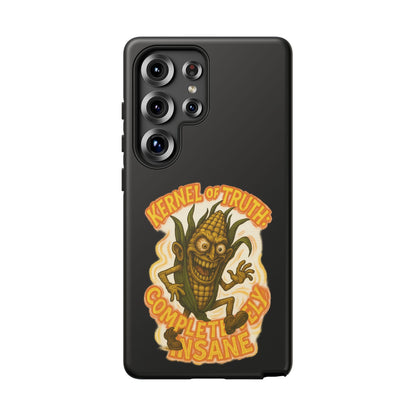Corny Horror Phone Case - “Kernel of Truth, Completely Insane” Retro Corn Monster