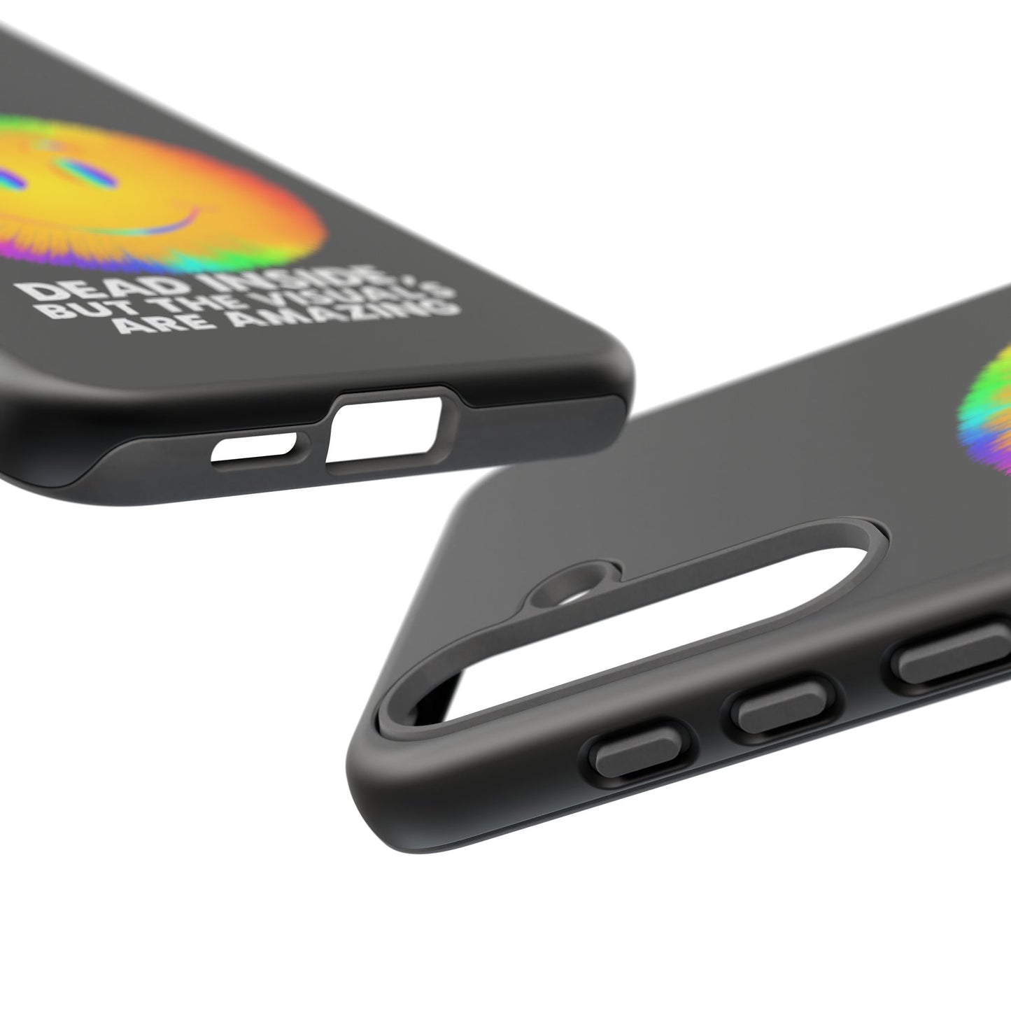 Phone Case — 'Dead Inside, But the Visuals Are Amazing' Rainbow Smiley