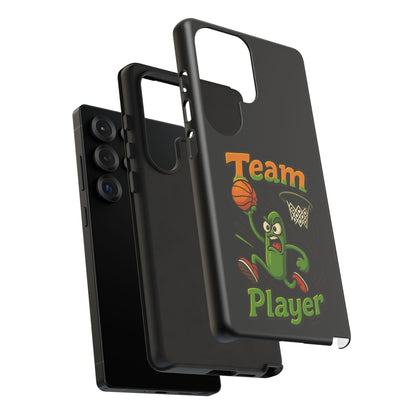Team Player Basketball Phone Case — Cute Cartoon Pickle Dunk Phone Cover