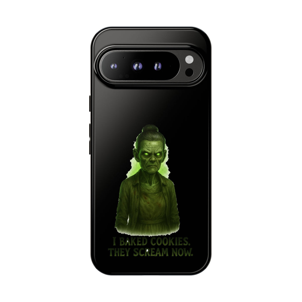 Spooky Green Ghost Phone Case — "I Baked Cookies, They Scream Now" Horror iPhone Cover